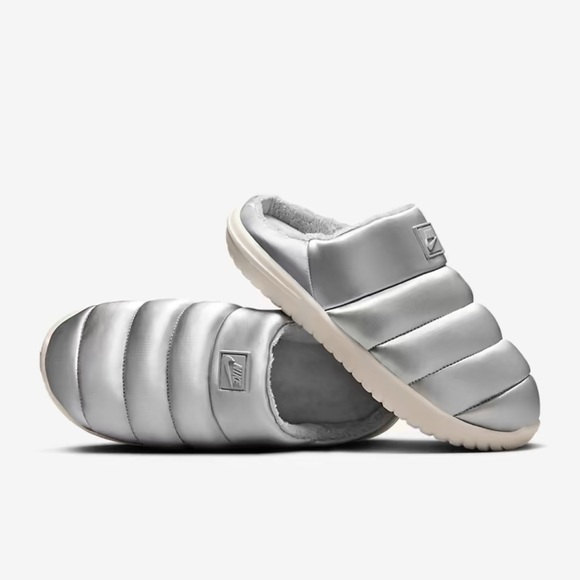 Nike Shoes - NEW Nike Metallic Silver Slip-On Sneakers